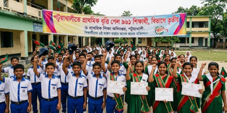 পটুয়াখালীতে প্রাথমিকে ৯৬১ শিক্ষার্থী বৃত্তি পেয়ে বিভাগে তৃতীয়