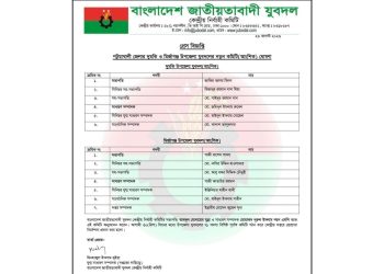মির্জাগঞ্জ উপজেলা যুবদলের ৭ সদস্য বিশিষ্ট আংশিক কমিটি অনুমোদিত