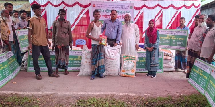 পটুয়াখালীতে ব্রি’র এলএসটিডি প্রকল্পের অধীনে ৪০ কৃষকের মাঝে কৃষি উপকরণ বিতরণ