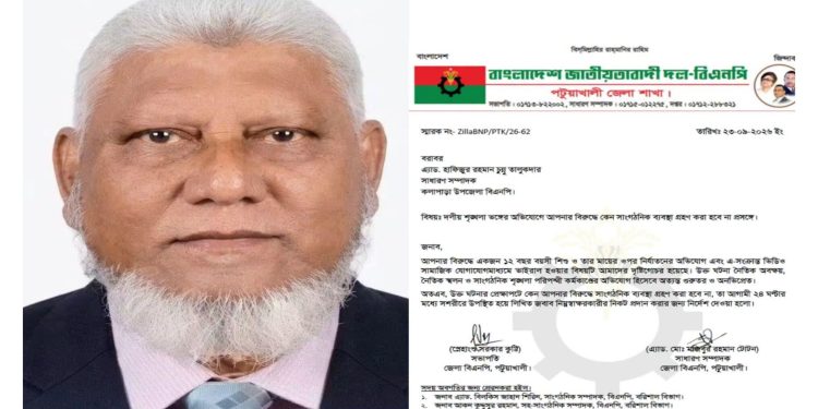 মা-শিশুকে নির্যাতনের ঘটনায় কলাপাড়া উপজেলা বিএনপি সম্পাদক চুন্নুকে শোকজ