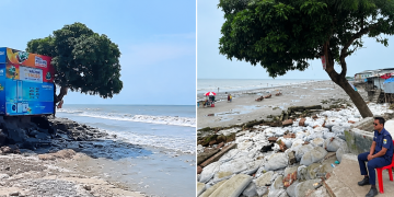 কুয়াকাটা সৈকতের সেই পুলিশ বক্সটি সাগরে বিলীন, হুমকিতে মেরিন ড্রাইভ ও বেড়িবাঁধ